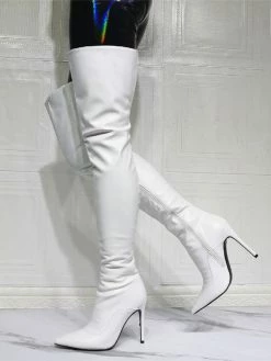 Women's White Thigh High Heel Boots -winter shoes Sales 2023 202107281905425904663