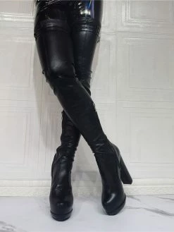 Women's Platform Chunky Heel Thigh High Boots In Black 9 Women's Platform Chunky Heel Thigh High Boots In Black -winter shoes Sales 2023 202107281905457256086