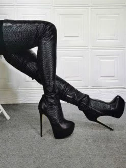 Women's Animal Print Platform Thigh High Heel Boots -winter shoes Sales 2023 202107281905554572443