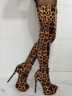 Women's Animal Print Platform Thigh High Heel Boots -winter shoes Sales 2023 202107281905558109445