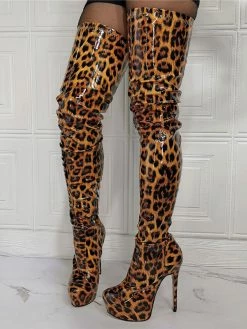 Women's Animal Print Platform Thigh High Heel Boots -winter shoes Sales 2023 20210728190556156313