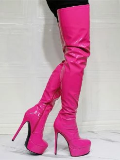 Women's Hot Pink Platform Thigh High Heel Boots -winter shoes Sales 2023 202107281905594204554