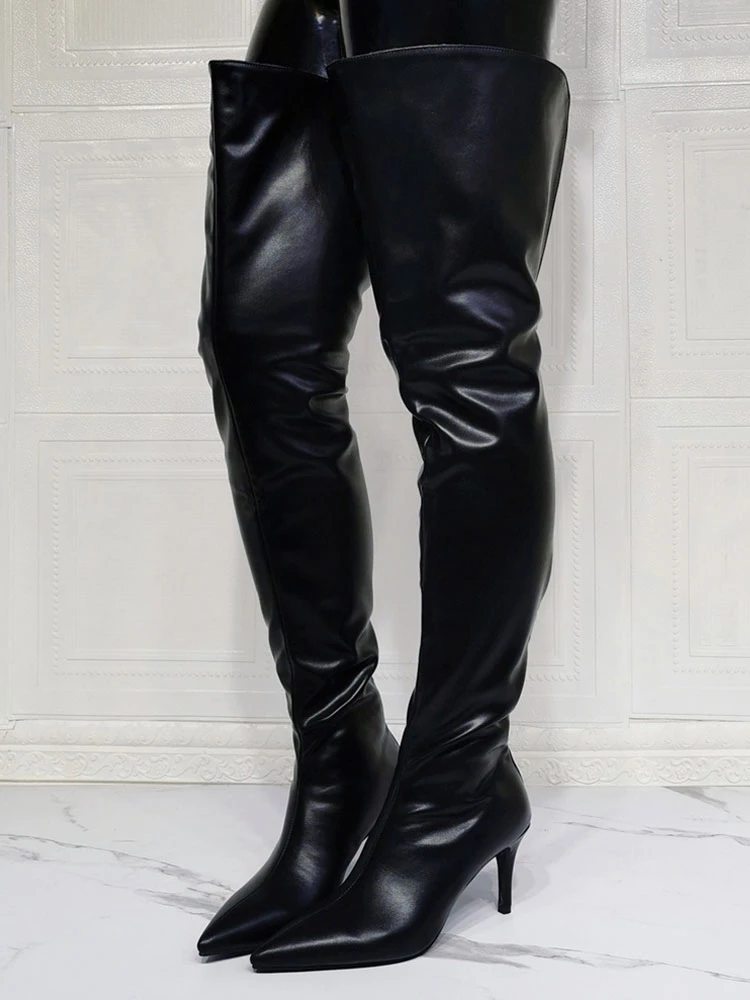 Women's Wide Thigh High Heel Boots 1 Women's Wide Thigh High Heel Boots