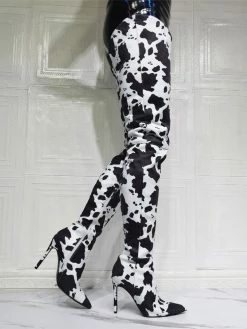 Women's Cow Print Thigh High Heel Boots -winter shoes Sales 2023 202107281907141663263
