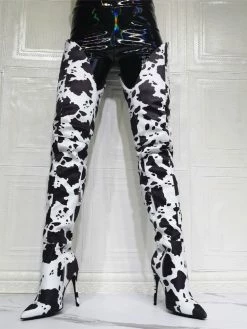 Women's Cow Print Thigh High Heel Boots -winter shoes Sales 2023 202107281907145326806