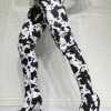 Women's Cow Print Thigh High Heel Boots
