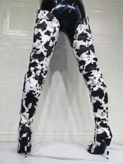 Women's Cow Print Thigh High Heel Boots -winter shoes Sales 2023 202107281907159348447