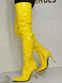 Women's Stiletto Heel Thigh High Boots In Yellow -winter shoes Sales 2023 202107281907254844756