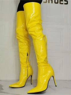 Women's Stiletto Heel Thigh High Boots In Yellow -winter shoes Sales 2023 202107281907264289851