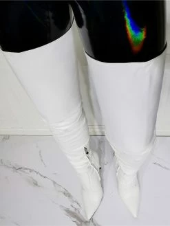 Women's White Stiletto Heel Thigh High Boots -winter shoes Sales 2023 202107281907280947645
