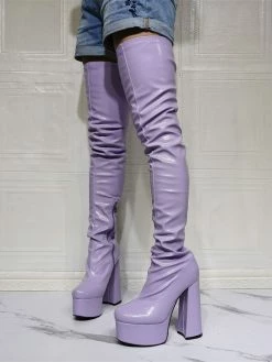 Women's Platform Over The Knee Boots Sexy Platform Block Heel Thigh High Boots In Purple -winter shoes Sales 2023 202107281907402877291