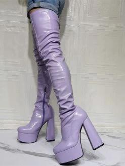 Women's Platform Over The Knee Boots Sexy Platform Block Heel Thigh High Boots In Purple -winter shoes Sales 2023 202107281907418751479