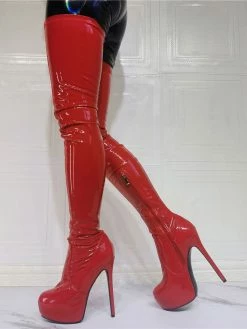 Women's Platform Stiletto Heel Thigh High Heel Boots In Red Patent Bright Leather 14 Women's Platform Stiletto Heel Thigh High Heel Boots In Red Patent Bright Leather -winter shoes Sales 2023 202107281907486521470