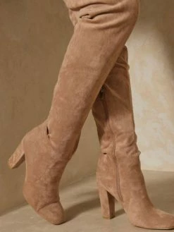 Women's Wide Calf Thigh High Boots Suede Chunky Heel Over The Knee Boots -winter shoes Sales 2023 202107281909197986470