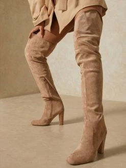 Women's Wide Calf Thigh High Boots Suede Chunky Heel Over The Knee Boots -winter shoes Sales 2023 202107281909201841930