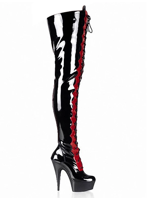 Pole Dance Shoes Women's Exotic Heels Lace Up Platform Thigh High Heel Boots 4 Pole Dance Shoes Women's Exotic Heels Lace Up Platform Thigh High Heel Boots - Image 4