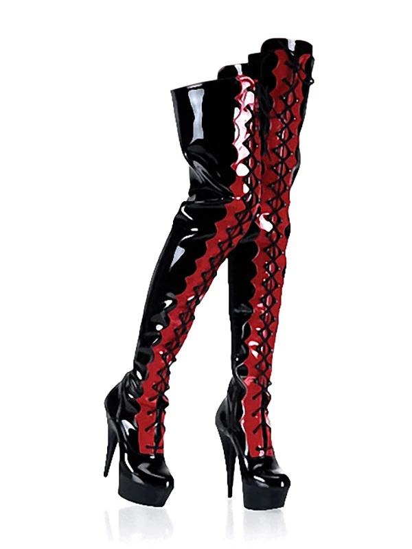 Pole Dance Shoes Women's Exotic Heels Lace Up Platform Thigh High Heel Boots 2 Pole Dance Shoes Women's Exotic Heels Lace Up Platform Thigh High Heel Boots - Image 2