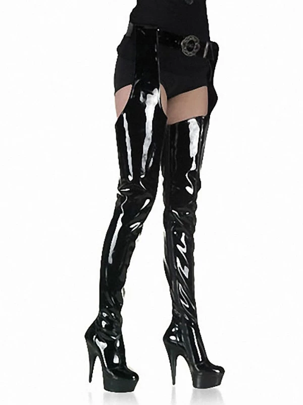 Pole Dance Shoes Women's Sexy Platform High Heel Belted Thigh High Boots In Black 3 Pole Dance Shoes Women's Sexy Platform High Heel Belted Thigh High Boots In Black - Image 3