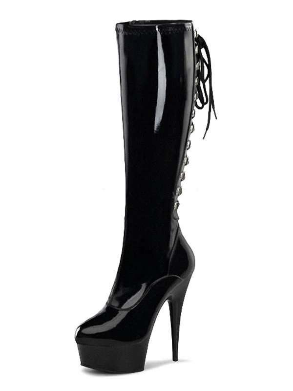 Pole Dance Shoes Women's Platform Lace Up Stiletto Heel Sexy Knee High Boots 2 Pole Dance Shoes Women's Platform Lace Up Stiletto Heel Sexy Knee High Boots - Image 2