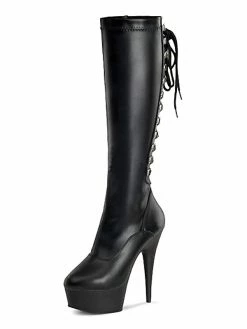 Pole Dance Shoes Women's Platform Lace Up Stiletto Heel Sexy Knee High Boots