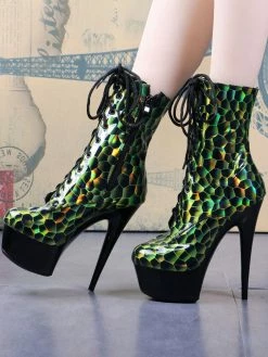 Pole Dance Shoes Women's Lace Up Geometric Print Platform High Heel Sexy Ankle Boots -winter shoes Sales 2023 202108121528440326931