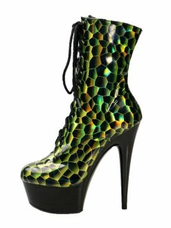 Pole Dance Shoes Women's Lace Up Geometric Print Platform High Heel Sexy Ankle Boots