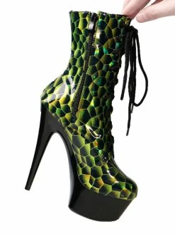Pole Dance Shoes Women's Lace Up Geometric Print Platform High Heel Sexy Ankle Boots -winter shoes Sales 2023 202108121528465524340