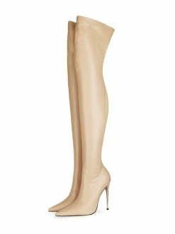 Women's Stiletto Heel Thigh High Boots In Apricot