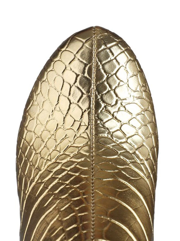 Women's Metallic Croc Print Platform Stiletto Heel Knee High Boots 5 Women's Metallic Croc Print Platform Stiletto Heel Knee High Boots - Image 5