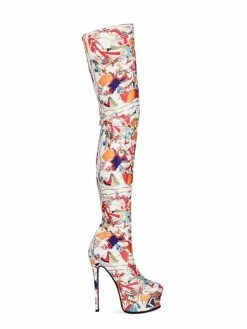 Women's Printed Stiletto Heel Platform Thigh High Boots -winter shoes Sales 2023 202108171815357961056