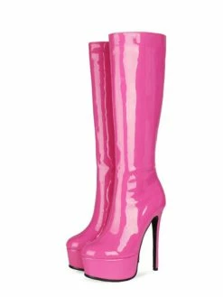 Women's Platform Stiletto Heel Knee High Boots Patent Leather -winter shoes Sales 2023 202108171816146638695