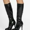 Women's Platform Stiletto Heel Knee High Boots Patent Leather