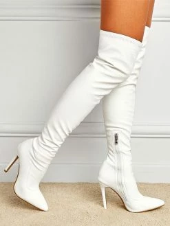Women's Thigh High Boots Pointy Toe Stiletto Heel Bright Leather -winter shoes Sales 2023 20210820172148187172