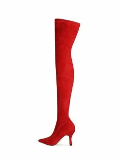 Women Sock Thigh High Heel Boots Red -winter shoes Sales 2023 202109261524571931579