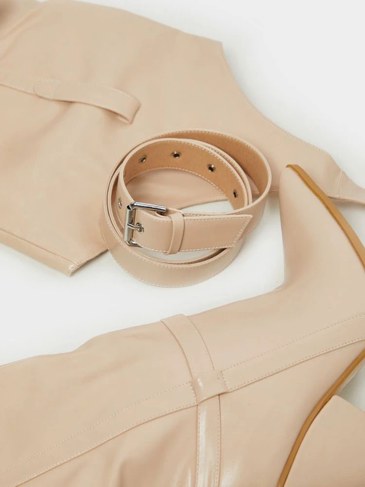 Women's Cone Heel Thigh High Belt Boots Over The Knee Boots 4 Women's Cone Heel Thigh High Belt Boots Over The Knee Boots - Image 4