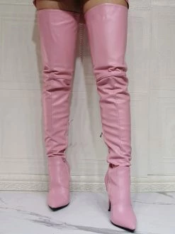 Women Over The Knee Boots Plus Size Stiletto Heel PU Leather Pink Thigh High Boots -winter shoes Sales 2023 202109300957477195441