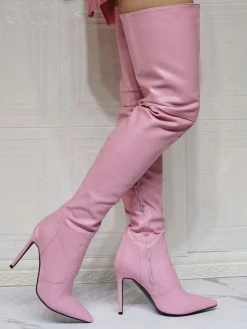Women Over The Knee Boots Plus Size Stiletto Heel PU Leather Pink Thigh High Boots -winter shoes Sales 2023 20210930095748052258