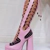 Women Pink Boots Chunky Heel PlatformsPU Leather Knee High Summer Boots