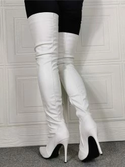 Women Over The Knee Boots Plus Size Stiletto Heel PU Leather White Thigh High Boots -winter shoes Sales 2023 202110111344304448142