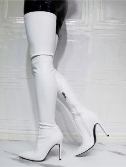 Women Over The Knee Boots Plus Size Stiletto Heel PU Leather Black Thigh High Boots -winter shoes Sales 2023 202110111344361328044