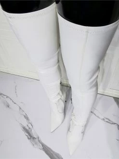 Women Over The Knee Boots Plus Size Stiletto Heel PU Leather Black Thigh High Boots -winter shoes Sales 2023 202110111344364543592