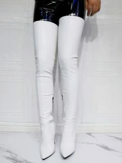 Women Over The Knee Boots Plus Size Stiletto Heel PU Leather Black Thigh High Boots -winter shoes Sales 2023 202110111344367956544