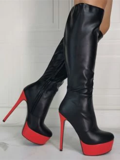 Women Boots Stiletto Heel Plus Size Platform Black Sky High Heel Knee High Boots -winter shoes Sales 2023 202110111346509313691