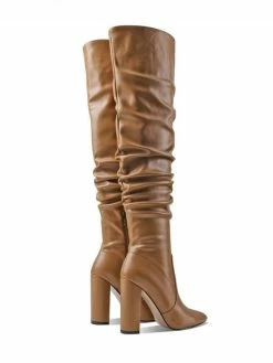 Women Over The Knee Boots Chunky Heel PU Leather Black Thigh High Boots -winter shoes Sales 2023 202110121445194895446