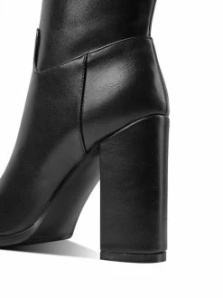 Women Boots Chunky Heel PU Leather Black Knee High Boots -winter shoes Sales 2023 202110121445238221999