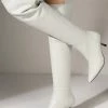 Women Over The Knee Boots Stiletto Heel Pointed Toe PU Leather Eric White Thigh High Boots