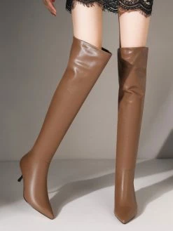 Women Over The Knee Boots Stiletto Heel Pointed Toe PU Leather Eric White Thigh High Boots -winter shoes Sales 2023 202110121523219339830