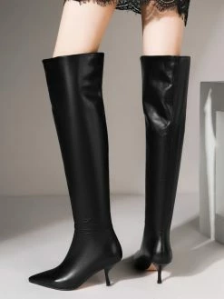 Women Over The Knee Boots Stiletto Heel Pointed Toe PU Leather Eric White Thigh High Boots -winter shoes Sales 2023 202110121523245688502