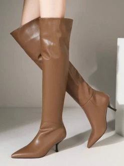 Women Over The Knee Boots Stiletto Heel Pointed Toe PU Leather Eric White Thigh High Boots -winter shoes Sales 2023 202110121523248784936