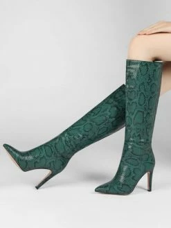 Women Boots Peach Pink Pointed Toe Stiletto Heel Knee High Boots -winter shoes Sales 2023 202110121523251824086